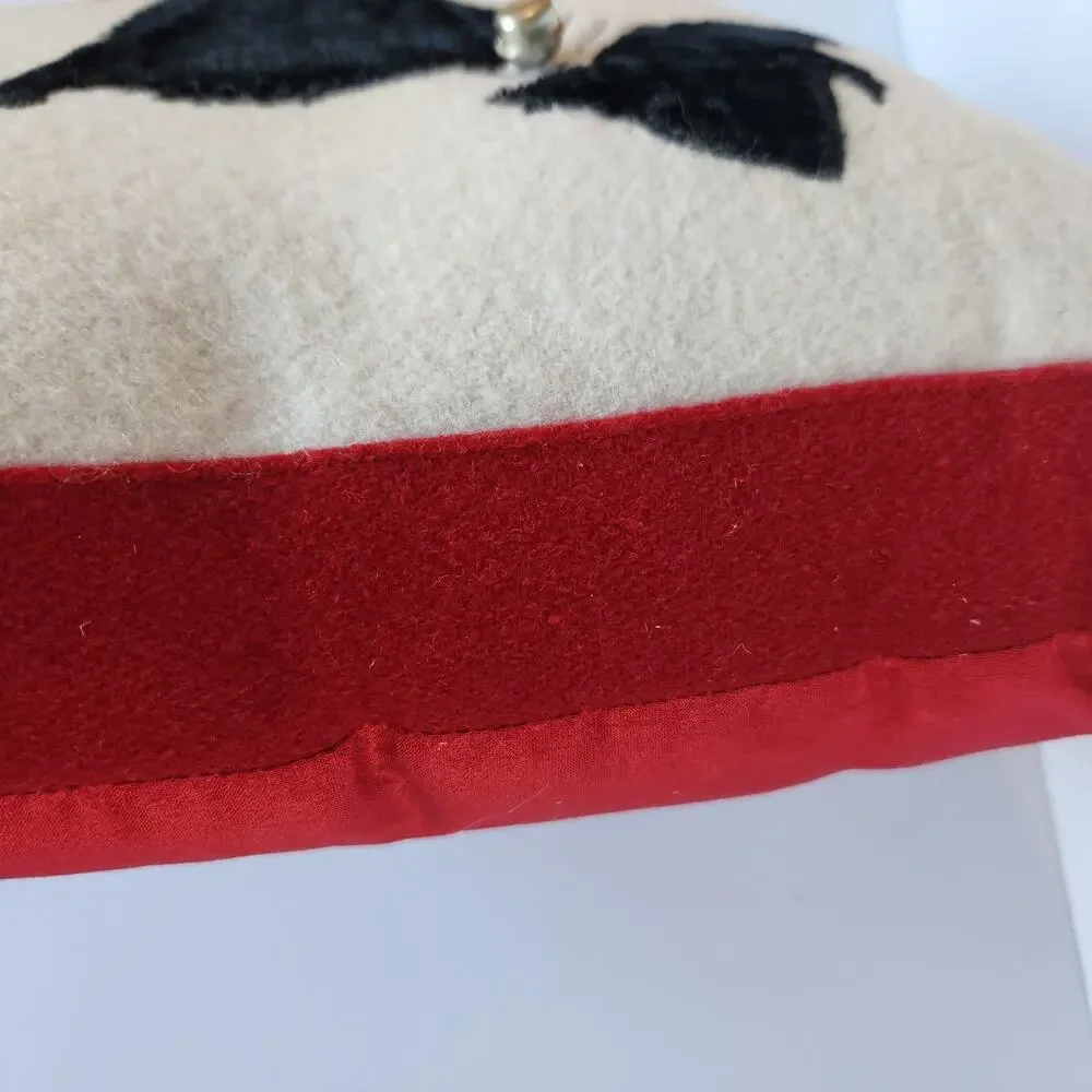 Scottie Dog Throw Pillow Scottish Terrier WOOL SILK VELVET Christmas Decor EUC!